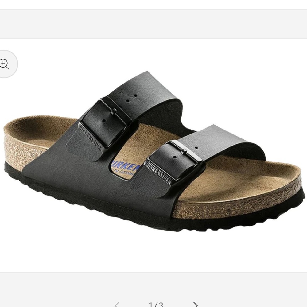 Birkenstock Arizona Two-Strap Sandal in Black with Natural Footbed